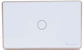 Công tắc thông minh Vconnex Wifi – Chữ Nhật – Viền Vàng 1 nút