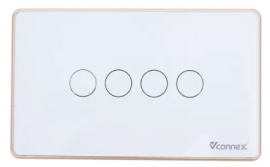 Công tắc thông minh Vconnex Wifi – Chữ Nhật – Viền Vàng 4 nút 